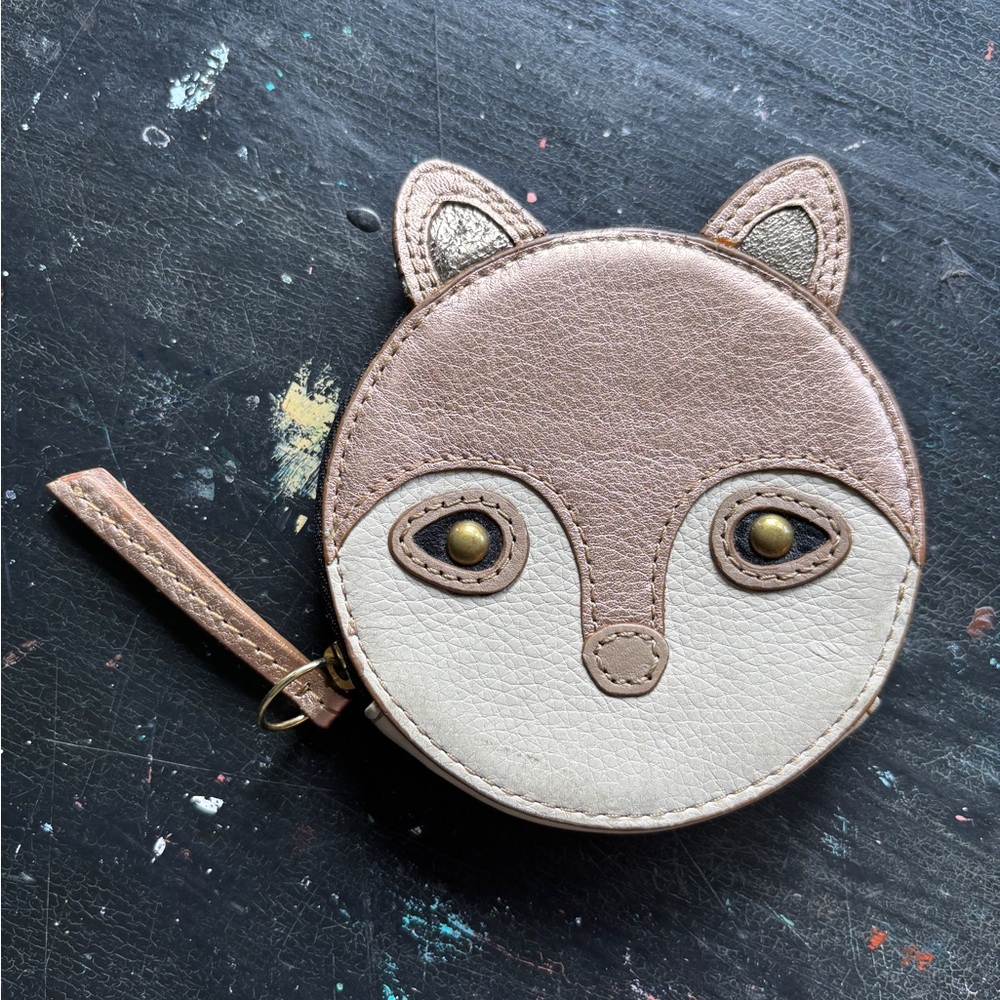 fossil fox genuine leather coin purse
